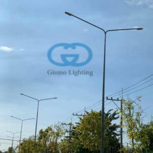 โคมไฟ ถนน LED กิ่งคู่ ติดตั้งสูง 8 เมตร