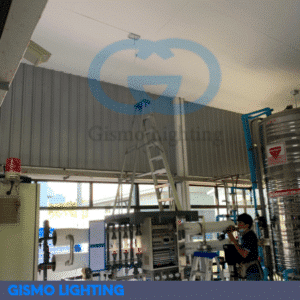 ติดตั้งโคมไฟ UFO High Bay 200W ในห้องกรองน้ำ โรงงาน ปาป้า บางเขน กรุงเทพ