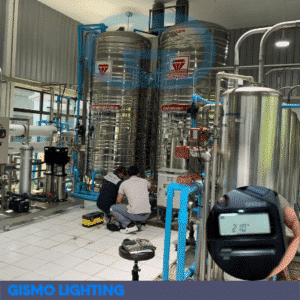 ค่าความสว่างหลังเปลี่ยนโคมไฟไฮเบย์ (High Bay) LED 200W ณ ห้องกรองน้ำ โรงงานปาป้า เขต บางเขน กรุงเทพ