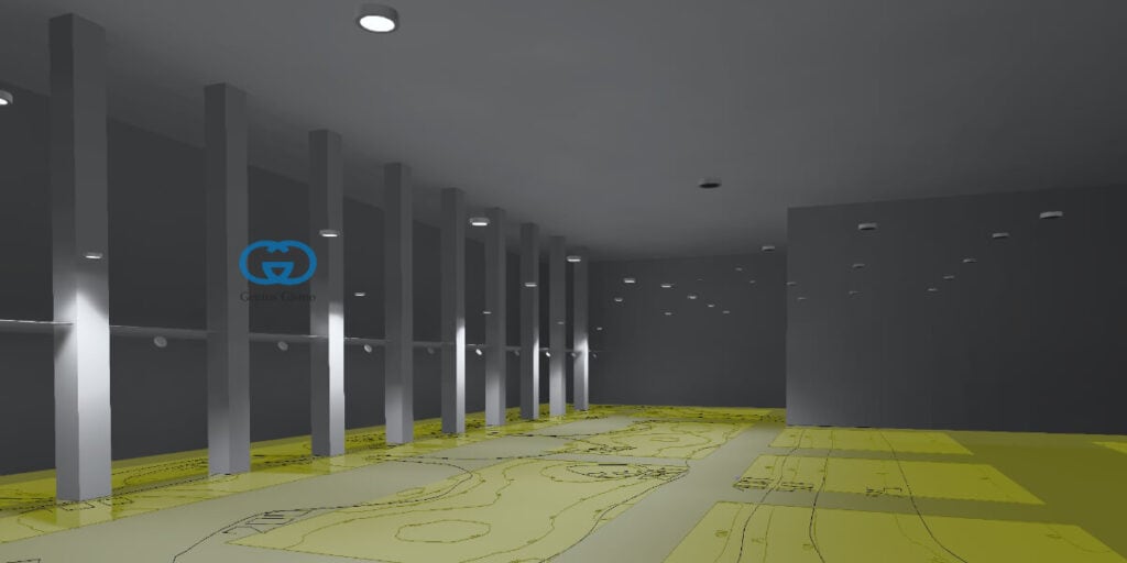 การคำนวณหาค่าความสว่างที่เหมาะสมเฉพาะโซนที่เปิดไฟไฮเบย์ทำงาน