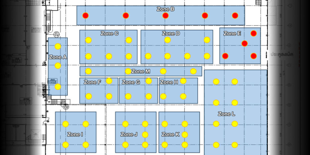 ตำแหน่งติตดั้งโคมไฟไฮเบย์ LED 100W และ 150W